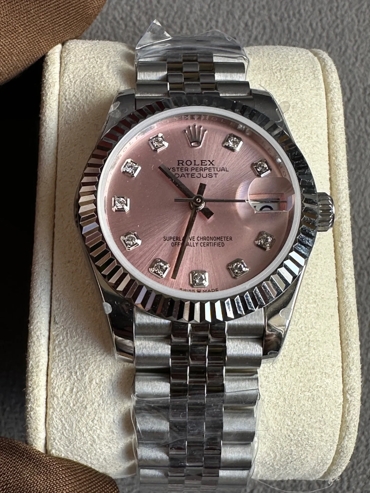 Rolex Datejust 31 Pink Diamond-set Dial With Jubilee