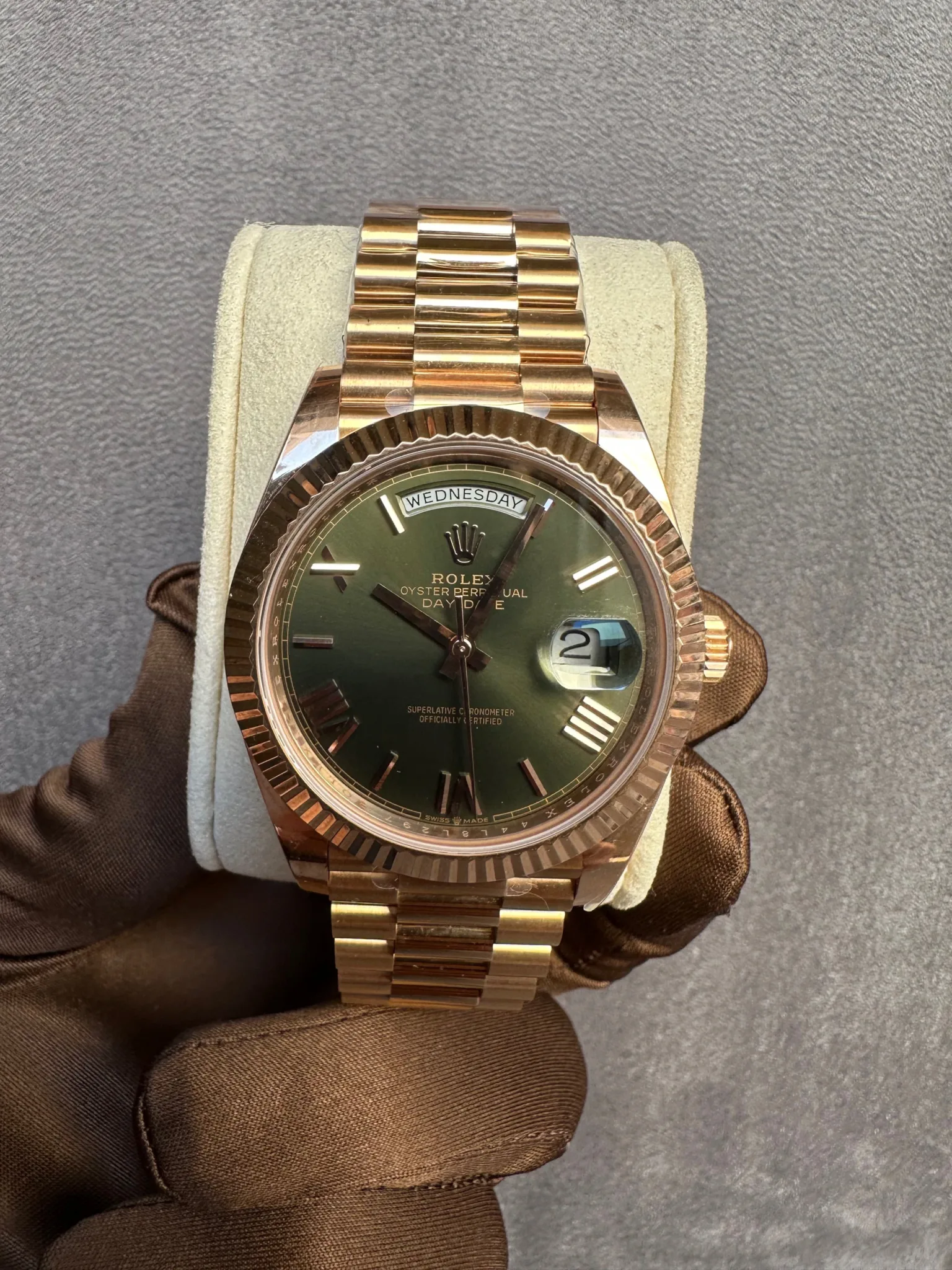 Rolex Day-Date 40 Olive Green Rose Gold 40 mm